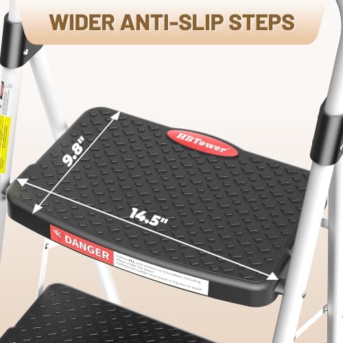 HBTower 3 Step Ladder, 330lbs Sturdy Step Stool with Anti-Slip Pedal - Image 5