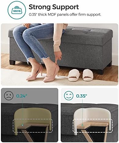 SONGMICS Storage Ottoman Bench, Foldable Foot Rest with Legs - Image 4
