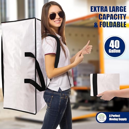 Cosy Family 8 Pack Heavy Duty Extra Large Moving Bags with Backpack Straps - Strong Handles & Zippers, Storage Totes For Space Saving, Fold Flat, Alternative to Moving Box (40 gal, Clear) - Image 7