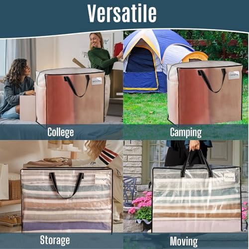 VENO Heavy Duty Moving Bags, Storage Bags, 27 Gallon, Clear, 4 Pack - Image 6
