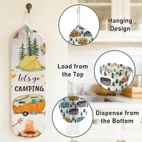 2Pcs Camping RV Essentials Plastic Bag Holder, Reusable Hanging Grocery Bags Holder for Camper RV Accessories, Portable Trash Bags Organizer for Camper Must Haves, Picnics, Beach, Hiking - Image 4