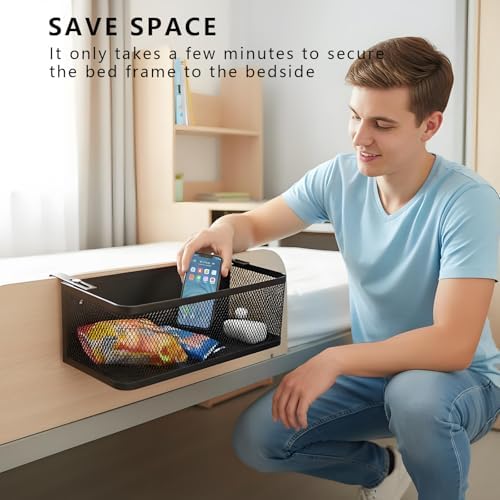 Bedside Caddy Shelf with Hook, Bed Shelf Organizer for Bunk Bed, Office Cubicle, Dorm Room, Holder for Phone, Snacks, Books (Black, 11*4.9*3.9 inch) - Image 7