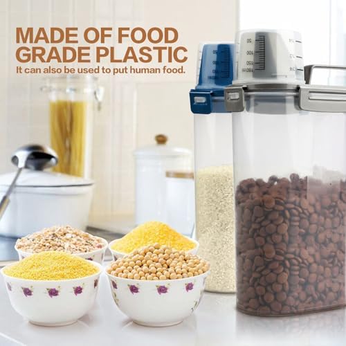 TIOVERY Upgraded Dog Food Storage Container Small, Cat Food Container Airtight, Pet Food Container Dispenser with Pour Spout, Measuring Cup and 4 Seal Buckles for Dogs, Cats, Birds (Grey) - Image 3