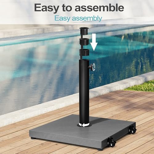 Patio Umbrella Base with Wheels, 43lbs Outdoor Umbrella Stand - Image 6