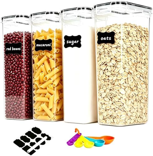 4pk 2.8L Airtight Containers, Clear Stackable Dry Food Storage by stusgo