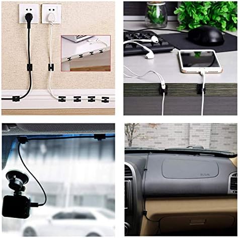 Cable Clips Self with 3M Adhesive Cord Organizer, Wire Holder Clamp Management Sticky for Desk Car Dash Cam Tables Wall, Black 30pcs - Image 6