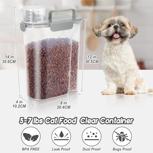 LEAWALK 5-7Lbs Airtight Dog Cat Pet Food Storage Container- Light Gray - Image 2