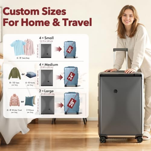 MEIQIHOME 10 Pack PackEase Travel Vacuum Bags 1500mAh Wireless Pump, 80% Compression Space Saver for Luggage, Clear PA+PE Reusable Seal Bags for Clothes, Portable Electric Air Pump for Travel & Home - Image 5