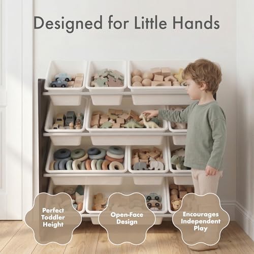 Humble Crew Kids Toy Organizer with 12 Bins, 4 Tier Storage for Playroom - Image 3