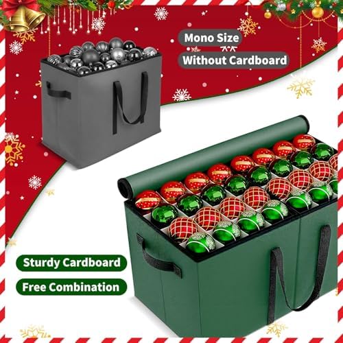 Christmas Ornament Storage Box, 8 Individual Trays with Handles, Green - Image 6
