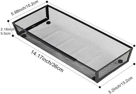 Mesh Tray Silverware Drawer Organizer Utensil Cutlery Tray Office Supplies Organizer for Flatware, Knives,Home,Office, School,Bedroom 15X6'' Black - Image 2