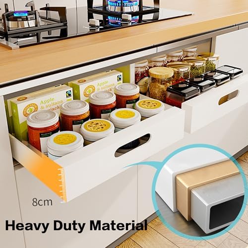 2 Pack Pull Out Cabinet Organizer Adhesive, 12" Wide,16.9" Deep Heavy Duty Slide Out Drawers for Face Frame or Frameless Cabinets, Roll Out Cabinet Organizer for Kitchen Organizer, Bathroom,Pantry - Image 5