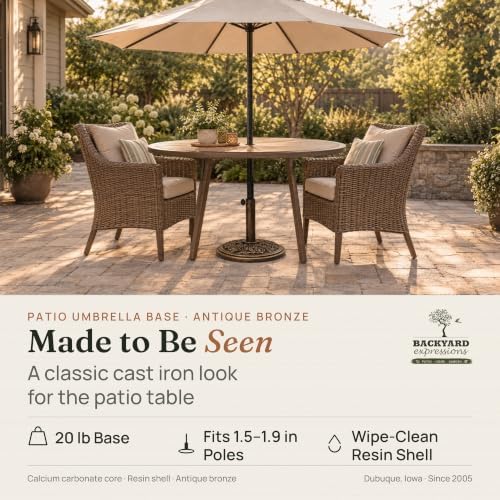 Backyard Expressions Patio Umbrella Base, Outdoor Umbrella Stand, Bronze - Image 2