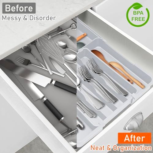 Spaclear Adjustable Silverware Drawer Organizer, Utensil Tray for Kitchen - Image 5