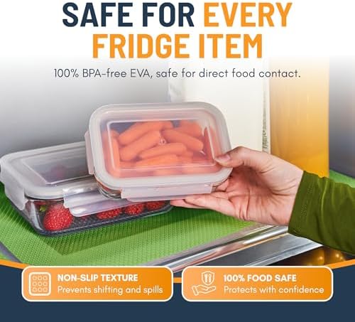 Refrigerator Liners for Shelves (8 Pack) by Linda’s Essentials - Non-Adhesive Shelf or Drawer Liner, BPA-Free Fridge Mats for Kitchen & Cabinets, Easy to Clean, Ideal Household Essentials (Green) - Image 4