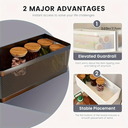 1 Pcs Magnetic Shelf For Fridge, Black, 11''L*4.9''W*3.9''H - Image 5