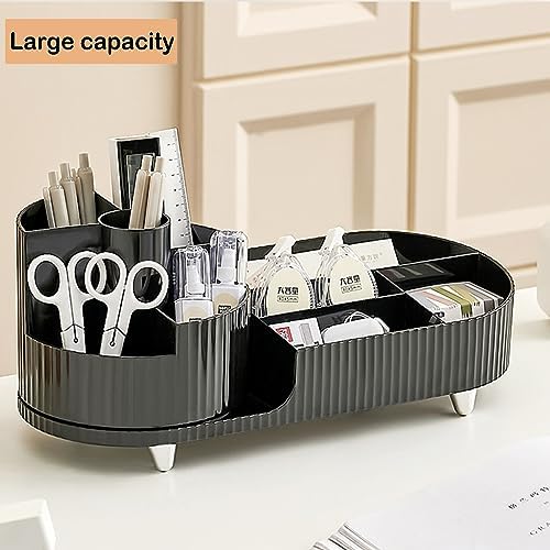 Rotating Makeup Organizer for Vanity with Brush Holder, Cosmetic Makeup Storage Organizer, Large Spinning Makeup Skincare Organizer, Countertop Makeup Perfume Organizer, Lotions Display Case (Black) - Image 4