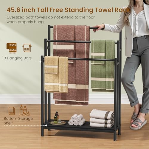 46" Extra Large Freestanding Towel Rack Stand for Bathroom, 3 Tier - Image 5