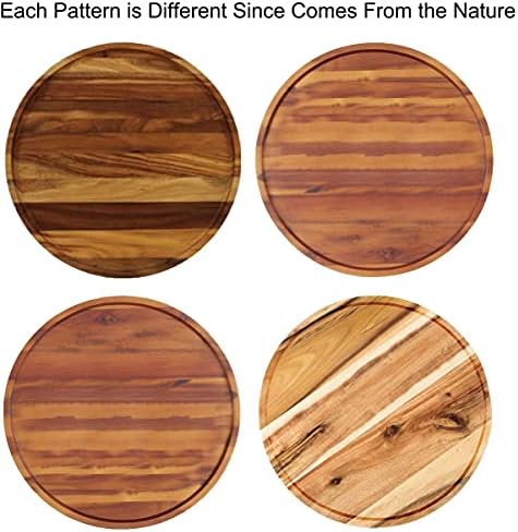 14" Two-Tier Acacia Wood Lazy Susan Organizer Kitchen Turntable for Cabinet Pantry Table Organization - Image 2