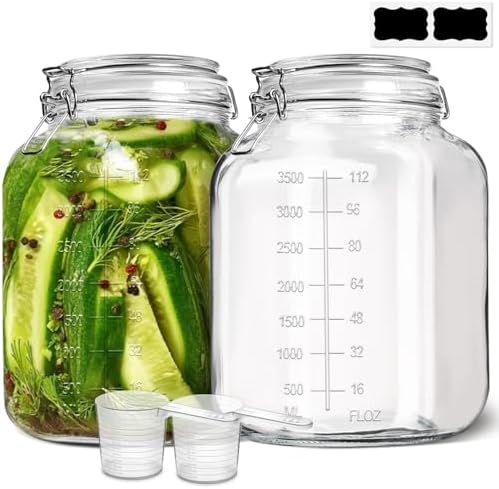 ComSaf Large Glass Jars with Airtight Lid 1.1 Gallon 2 Pack Wide Mouth by ComSaf