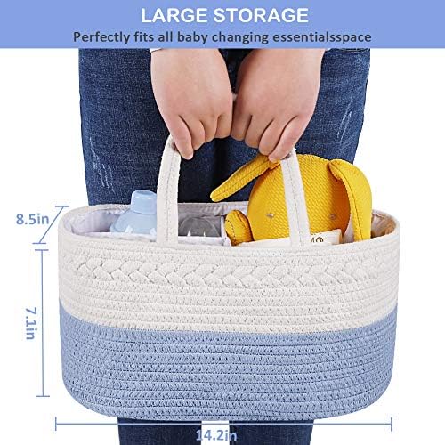 ABenkle Baby Diaper Caddy Organizer, Cotton Rope Nursery Storage Basket - Image 4