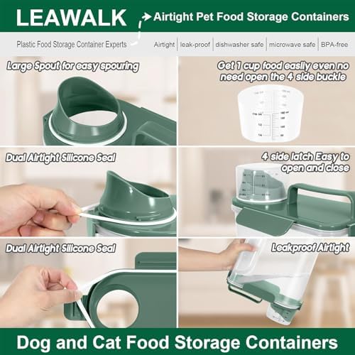 LEAWALK Cat Dog Pet Food Storage Container Up to 5-7Lbs BPA-free-Dark Green - Image 3