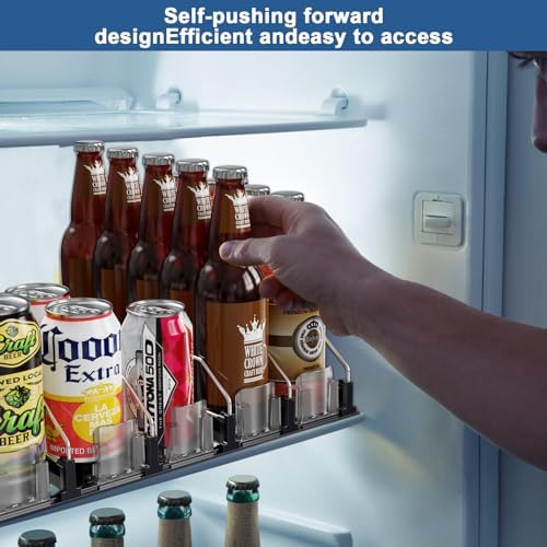 Can Dispenser for Mini Fridge (Depth ≥12.2" Required), Fits 12oz Soda, Width Adjustable Automatic Pusher, 2-Row Holds 8 Cans, White - Image 6