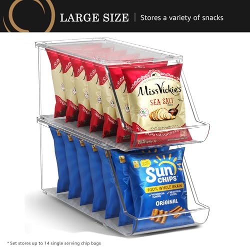 Sorbus Snack Organizer for Pantry, Clear Stackable Chip Bins (2 Pack) - Image 7