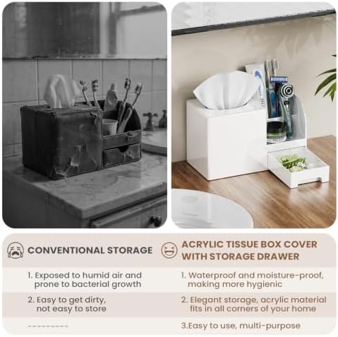 Plastic Square Tissue Box Cover, Multi-Functional Tissue Holder, White - Image 5