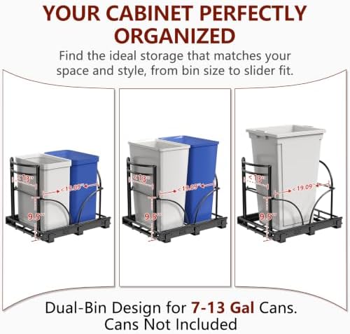 Dual Pull Out Trash Can Under Cabinet Rack-No Can Included, Under Sink - Image 7