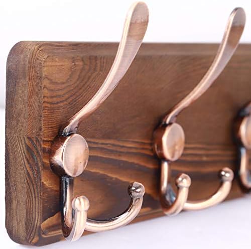 SKOLOO Rustic Pine Wood Wall Coat Rack with 5 Triple Hooks, 16" Stud Spacing, Farmhouse Wall Mounted Coat Rack for Hanging Backpack, Jacket, Hat - Image 5