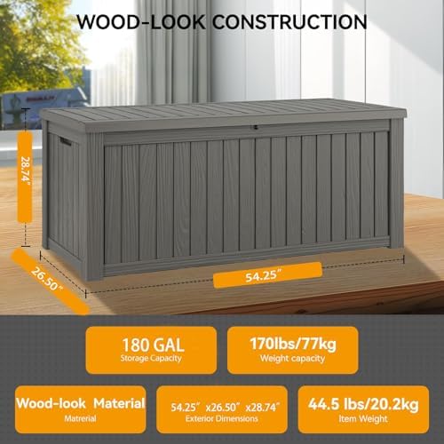 Outdoor Storage Box Waterproof, 180 Gallon Deck Box for Patio Storage - Image 2