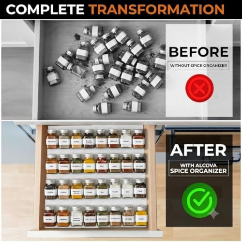ALCOVA Spice Drawer Organizer Expandable 9-18" for Kitchen Drawer, White - Image 2
