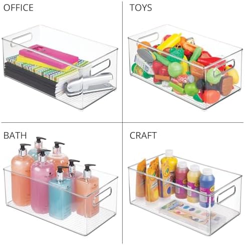 mDesign Plastic Deep Bin Organizer Caddy Container w/ Handles for Nursery, Kitchen, Pantry, Bathroom, Cabinet Storage Organization - Holds Snacks, Bottles, Baby Food Jar, Diaper - 14" Long -Clear - Image 5