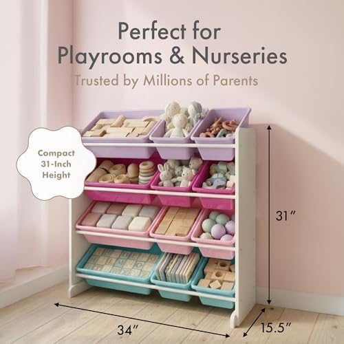 Humble Crew Kids Toy Organizer with 12 Bins, 4 Tier Storage for Playroom - Image 6