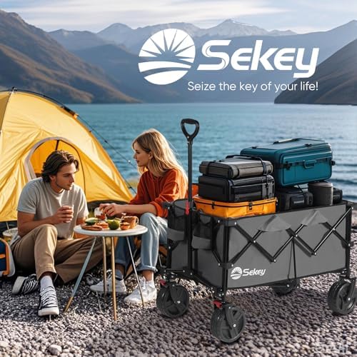 Sekey 220L Beach Wagon, 440 lb Capacity, Foldable, 8 in Wide Wheels - Image 7
