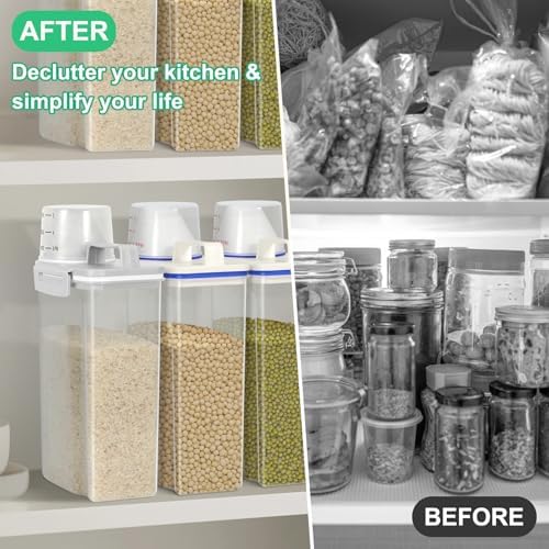 TBMax Rice Storage container 4 Lbs, Small Rice Dispenser with Measuring Cup, Grey Cereal Containers Flour Bin, Kitchen Food Storage Container and Pantry Organizers, Pet Dog Cat Food Dispenser - Image 6