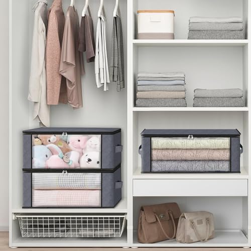 HomeHacks 10-Pack Clothes Organizer Storage Bags, 35L Storage Bins, Gray - Image 5
