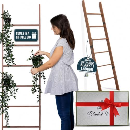 Blanket Ladder for the Living Room and Bedroom, Quilt Rack, 6-Tier, Brown - Image 3