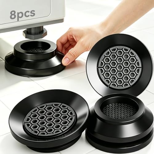 Anti Vibration Pads for Washing Machine with Powerful Sucker, Anti Vibration Pads Vibration Absorber,Washer and Dryer Stand,Stops Washer Dryer Prevents Noise, Washing Machine Stand |Black,8pcs| by protstorlife