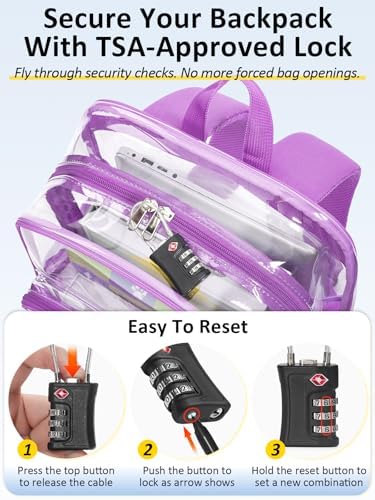 Heavy Duty Clear Backpack With TSA Lock, 18 Inch Large Clear Bookbag - Image 5