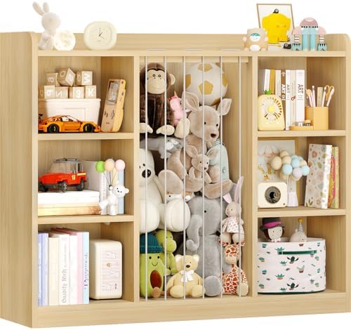 ONBRILL 2-in-1 Toy Storage Organizer with Stuffed Animal Storage, Natural by ONBRILL