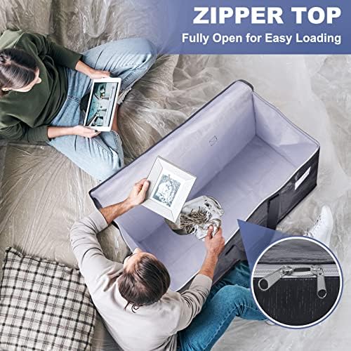 StorageRight Heavy Duty Moving Boxes-Moving Bags with Zipper, Reinforced Handles and Tag Pocket-Collapsible Moving Supplies-Totes for Storage Great for moving, Storage and Travel 93L(Gray-10 Pack) - Image 6