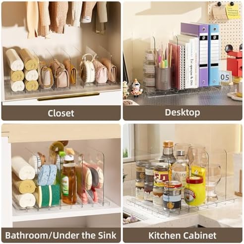 Stackable Bag & Purse Organizer for Closet Acrylic Shelf Dividers for Closet Organization, Clear Handbag Purse Storage Organizer Divider, Keep Clutch, Wallet, Pocketbook Upright, 6 Pack - Image 6