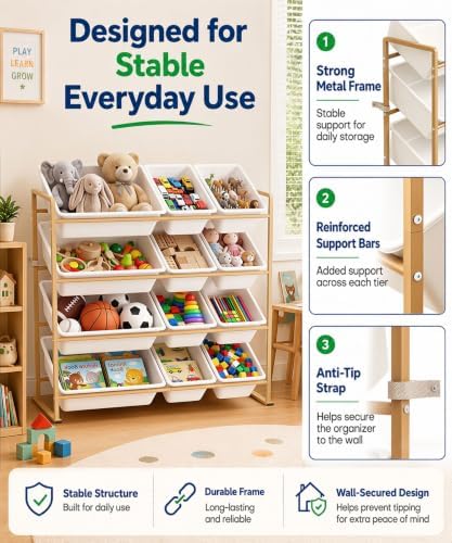 Homde Kids Toy Storage Organizer: 4-Tier Organized Shelf for Playroom - Image 6