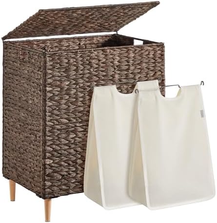 SONGMICS Laundry Hamper With Lid, 130 L Wicker Handwoven Water Hyacinth by SONGMICSbySONGMICSHOME