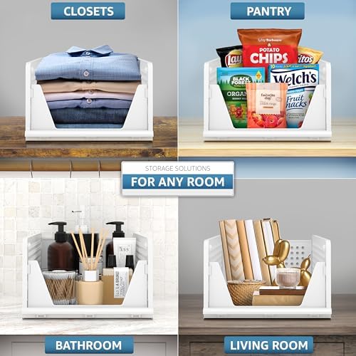 Sorbus Stackable Closet Organizer, Open-Front Shelf Bins (4 Medium) - Image 4