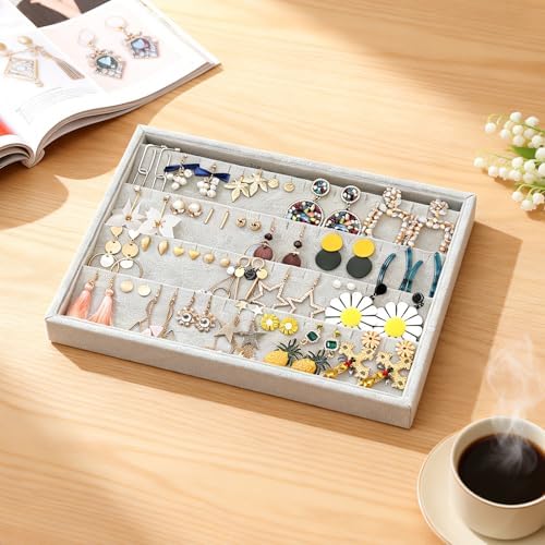 Stratalife 40 Pairs Velvet Stud Earring Organizer Tray, 13.8" x 9.4" x 1.2" - Image 2