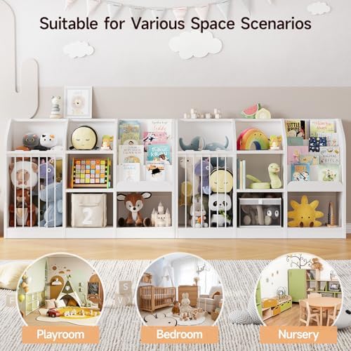 ONBRILL Toy Organizer with Bookshelf & Stuffed Animal Storage, White - Image 6