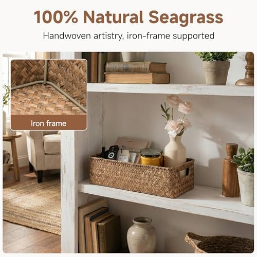 StorageWorks Wicker Seagrass Baskets, Toilet Basket Tank Topper, Brown - Image 4